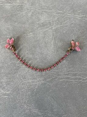 Vintage 50s Pink Crystal Cardigan Sweater Clip/Guard
